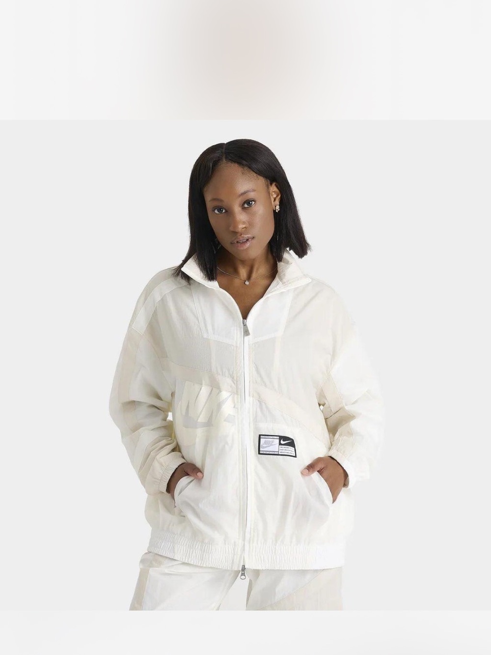 Nike Women's White Full-Zip Bomber Jacket